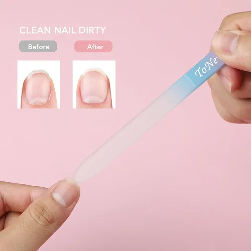 Vista 6 de Lima de uñas de vidrio en estuche, lima de uñas de cristal, lima checa, lima de uñas grabadas de doble cara para arte de uñas y cuidado de uñas
