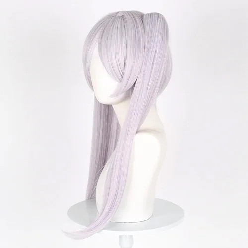 Vista 4 de Shqncoh Anime Sousou no Frieren Frieren Beyond Journey's End Elf Frieren - Peluca de pelo largo morado pálido con clip en coletas gemelas