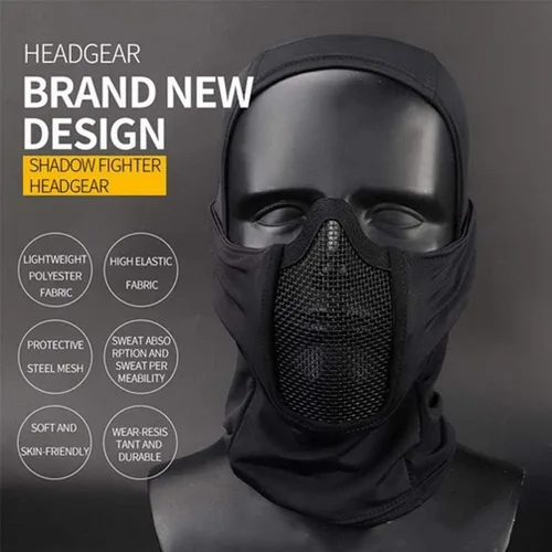 Vista 7 de Pasamontañas de malla con cubierta facial completa, antipolvo, resistente al viento, para paintball Airsoft