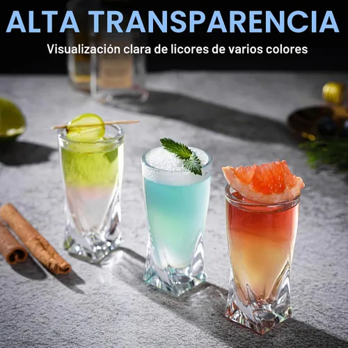 Vista 6 de Juego de 28 vasos de chupito a granel con base pesada, vasos de whisky de 1.3 onzas, vasos de bebidas espirituosas, juego de vasos de tequila, vasos