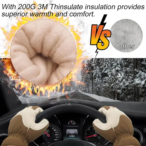 Vista 16 de HANDLANDY Guantes de trabajo aislados, guantes térmicos de invierno impermeables para hombres y mujeres