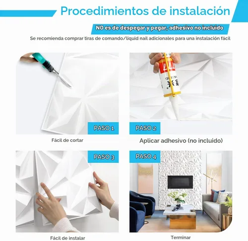 Vista 7 de STICKGOO Paquete de 12 Paneles de Pared 3D para Decoración de Pared Interior, Paneles de Pared de Acento con Diseño de Diamante Negro, 19.7''x19.7
