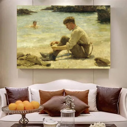 Vista 5 de 43 impresiones de niños de Henry Scott Tuke T. E. Lawrence As A Cadet at Newporth Beach, Near Falmouth, póster decorativo en lienzo, arte de pared