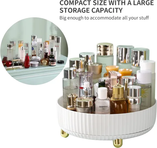Vista 9 de funest Organizador de perfumes de maquillaje, rotación de 360 grados, Lazy Susan, estuche de almacenamiento de lociones para cosméticos, bandeja