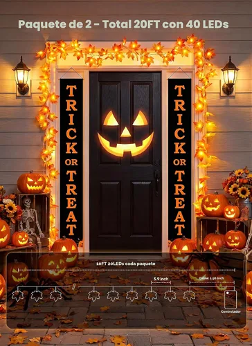 Vista 3 de Brightown 2 Pack Fall Garland with Lights Total 20Ft 40LED Fall Decor