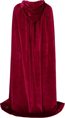 Vista 2 de CHOIEO Capa de terciopelo con capucha para Halloween, Navidad, para mago de bruja diablo, disfraz unisex para cosplay