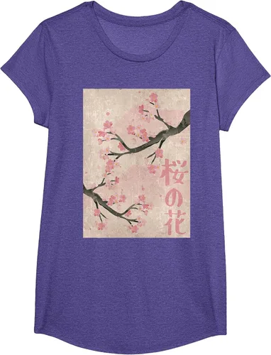 Vista 79 de Cherry Blossom Japanese Vintage Woodblock Japan Pink Sakura T-Shirt Asphalt Grey
