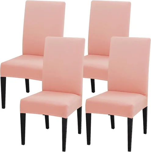 Vista 8 de Juego de 4 fundas para sillas de comedor, fundas elásticas de elastano para sillas de comedor, extraíbles y lavables, protectores desmontables