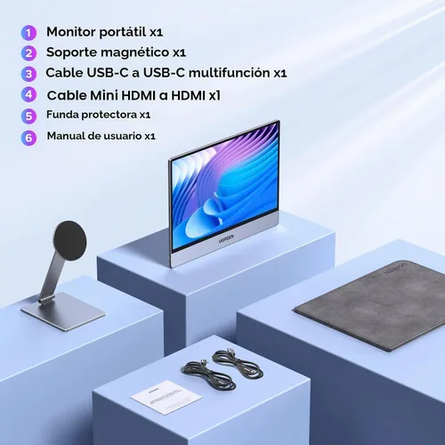 Vista 9 de UGREEN Monitor portátil de 16 pulgadas 2.5K con soporte magnético