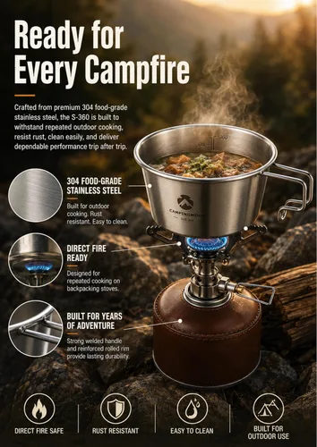Vista 3 de CAMPINGMOON 2pcs Set Acero Inoxidable Tipo Profundo Camping Sierra Copa 15.2 fl oz S-360