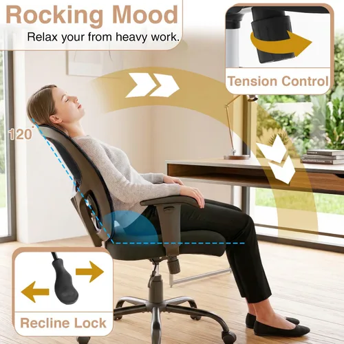 Vista 6 de Big and Tall Office Desk Chair Heavy Duty Ergonomic Mesh Desk Chair, Swivel Executive Computer Chairs for Home Office, Adjustable Lumbar Support &