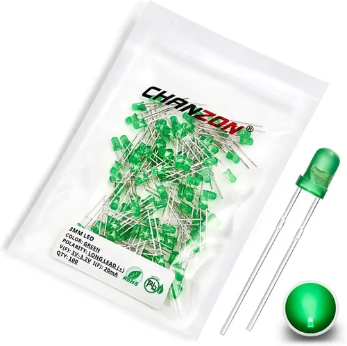 Vista 14 de Chanzon Kit surtido de luces de diodo LED de 0.118 in, 60 piezas (6 colores x 10 unidades), paquete (lente redonda difusa CC 3 V 20 mA) lámpara