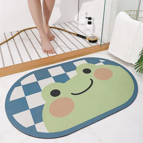 Vista 14 de Tapete de baño súper absorbente, tapete de entrada antideslizante con dibujos animados, cojín de secado rápido para suelo de baño y ducha