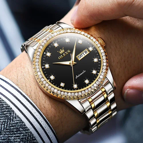 Vista 2 de OLEVS Reloj mecánico para hombre ahueca hacia fuera impermeable reloj de cuerda automático para hombres