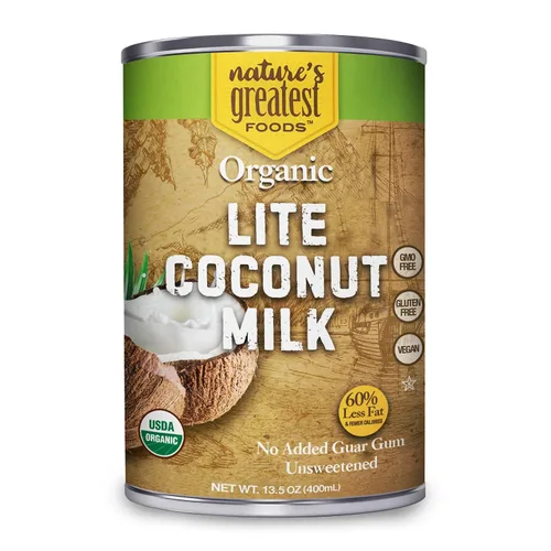 Vista 3 de Nature's Greatest Foods Leche de coco orgánica, sin goma guar, 13.5 onzas, paquete de 6