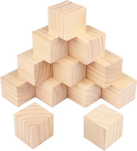 Vista 8 de 6 paquetes de bloques de madera para manualidades, cubos de madera de pino de 3.15 pulgadas, cubos de madera de 8 x 8 x 8 cm para pintar, estampar