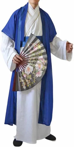 Vista 2 de Traje de Hanfu para hombre, disfraz de académico chino antiguo, para cosplay, ropa de rendimiento de escenario