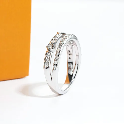 Vista 4 de Anillos de eternidad de moissanita, anillos de boda, color D, claridad VVS1, redondo, corte brillante, plata de ley 925, 56 piedras, anillos