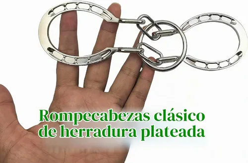 Vista 6 de MAGIKON Tradicional Brain Teaser, rompecabezas de herradura de metal clásico (plata, normal)