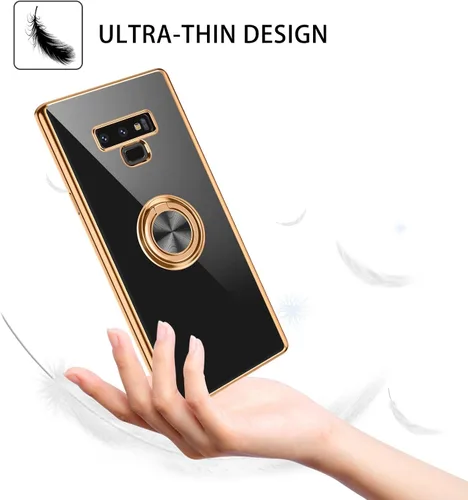 Vista 4 de DUEDUE Funda para Samsung Galaxy Note 9 con soporte de anillo, rotación de 360 grados, dedo magnético para coche, TPU suave, delgada, a prueba