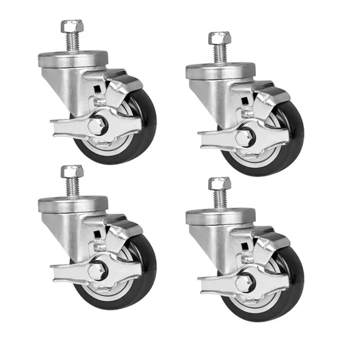 Vista 24 de Juego de 4 ruedas giratorias de 3 pulgadas, ruedas giratorias resistentes, ruedas de goma dura para muebles de camión de plataforma, carrito móvil