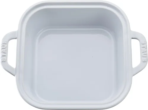 Vista 6 de STAUB Juego de 4 sartenes de cerámica para hornear, cacerola con tapa, sartén para brownies, color blanco
