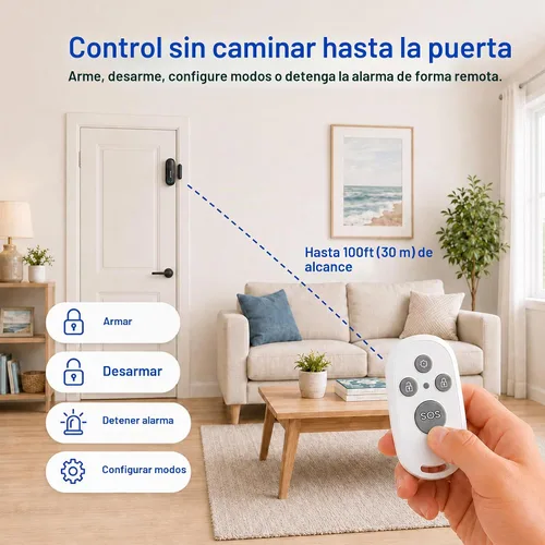 Vista 2 de Alarmas para puerta de piscina para seguridad del hogar, volumen de 0 a 120 dB ajustable con 4 modos, alarma de puerta inalámbrica con control Negro