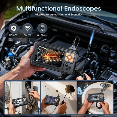 Vista 7 de SKYBASIC Cámara Endoscopio Industrial Boroscopio con Luz, 4.3'' HD Digital Portátil Impermeable Herramientas de Alcantarillado Cámara de Inspección