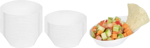 Vista 14 de Restaurantware 4 mini platos de degustación de 2.9 x 1.3 pulgadas, 50 mini platos de postre desechables, platos de plástico transparente con diseño
