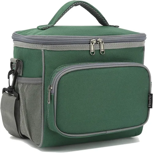 Vista 15 de FlowFly - Lonchera reutilizable con aislante para adultos, grande, para mujeres y hombres, con correa ajustable para el hombro, bolsillo frontal