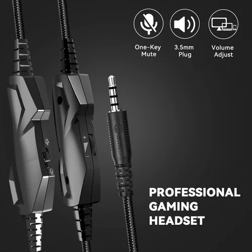Vista 6 de A88 Gaming Headset with Microphone, Stereo Wired Noise Cancelling Over-Ear Headphones with Mic for Pc, Ps5, Xbox One Series X/s, Ps4, Computer