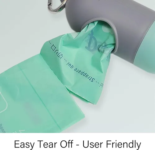 Vista 5 de Home Bolsas compostables para excrementos de perro, bolsas de basura de perros a base de plantas, extragruesas y a prueba de fugas, bolsas planas