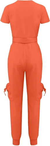 Vista 3 de Conjunto deportivo de 2 piezas para mujer, camiseta corta y pantalones largos con cordón