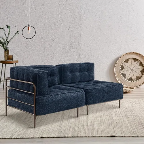 Vista 2 de MCombo Sofá modular con cojín extraíble, sofá tapizado para sala de estar, apartamento, oficina (azul, asiento medio)