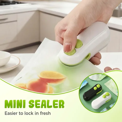 Vista 3 de Mini sellador de bolsas, sellador térmico 2 en 1 y cortador, máquina reselladora portátil de mano para bolsas de plástico, aperitivos, 2 Mezcla