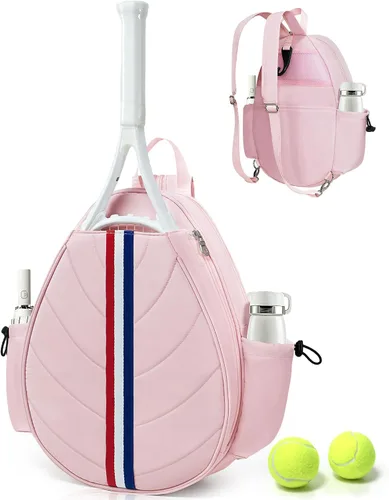 Vista 12 de Bolsa de tenis, mochila de tenis resistente al agua para mujeres y hombres, diseño de bandolera acolchada para tenis, pickleball, raquetas
