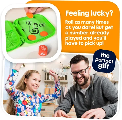 Vista 6 de TOMY Games 5 UP - Juego de dados The Push Your Luck para niños y adultos, juegos familiares y rellenos de calcetines para niños, dados de ritmo