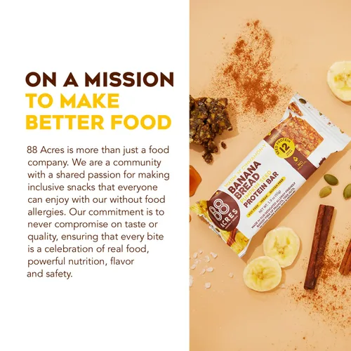 Vista 4 de 88 Acres Banana Bread - Barra de semillas de proteína de 9 unidades, 1.9 onzas