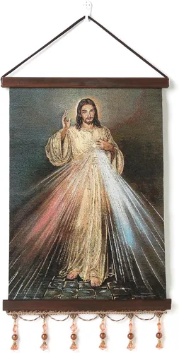 Vista 10 de HZMAN Holy Family Jesús María José Pintura Retro Hecho a Mano Tejido Arte de Pared Decoración Estética Imagen para Sala de estar Dormitorio Marco