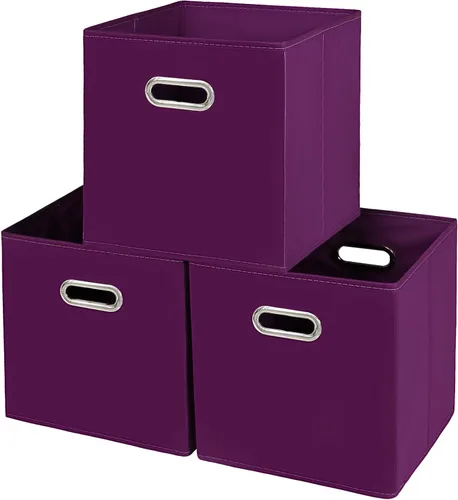 Vista 15 de Yunkeeeper - Contenedores de almacenamiento, cubos organizadores de tela con asa, cubos plegables para almacenamiento de tela o accesorios, 11 x 11
