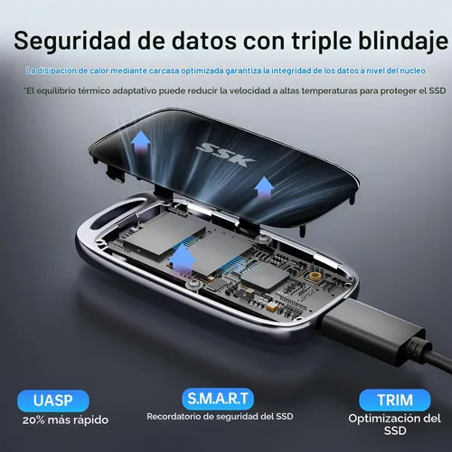 Vista 4 de SSK 500GB Portable SSD External Solid State Hard Drive USB3.2 Gen2x2 20Gbps