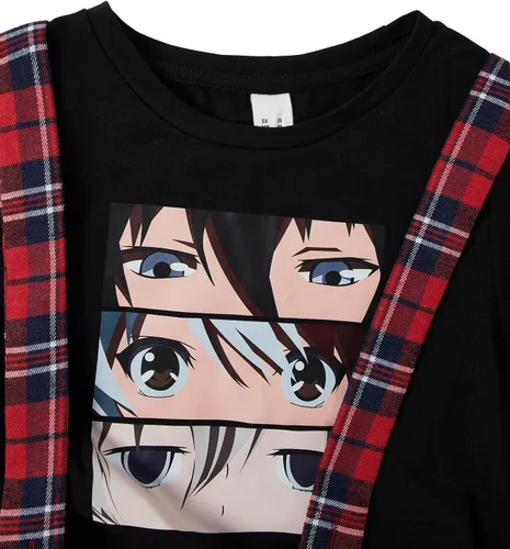Vista 5 de OYOANGLE Conjunto de ropa de 2 piezas para niña, camiseta de manga corta y falda general