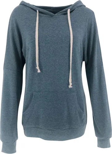 Vista 4 de PRETTODAY Sudaderas con capucha ligeras y casuales para mujer, de manga larga, con cordón blanco, holgadas, con bolsillo
