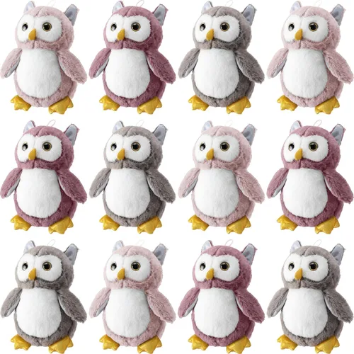 Vista 8 de Jenaai 6 piezas de animales de peluche de búho para bebés, juguete de peluche suave, búho relleno, recuerdos de fiesta de mago para niños pequeños
