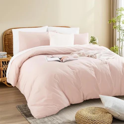 Vista 87 de NEXHOME PRO Funda de edredón Twin XL 100% algodón lavado, transpirable, duradera, texturizada, similar al lino, juego de ropa de cama para el hogar