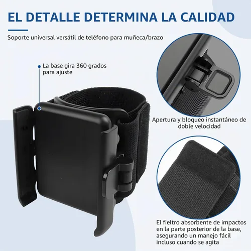 Vista 5 de Soporte para teléfono, sin bloqueo de pantalla, soporte de teléfono giratorio de 360°, bloqueo de memoria, liberación rápida, para Android, iPhone