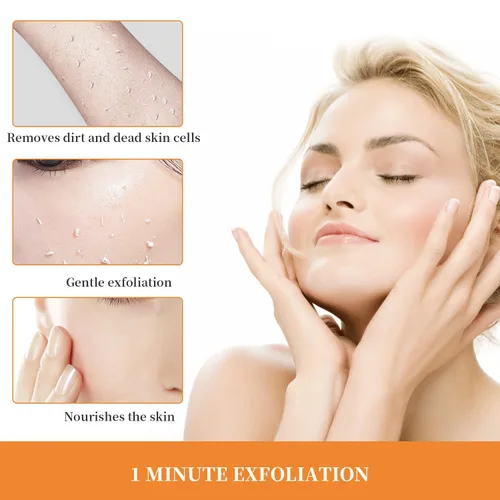 Vista 6 de Gel exfoliante naranja con enzimas naturales, exfoliante facial y corporal suave para uso diario, gel exfoliante limpiador profundo para piel suave