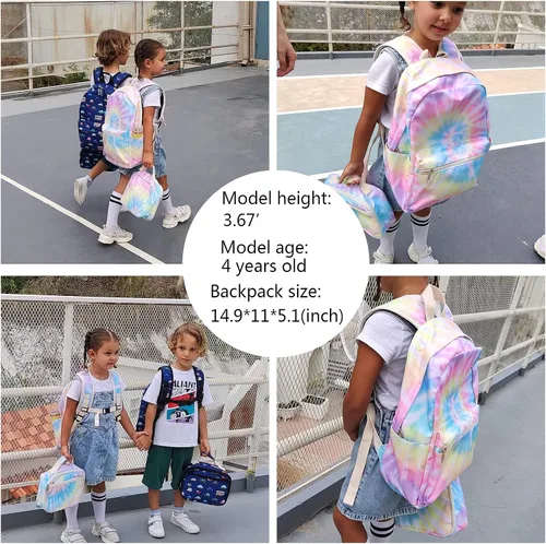 Vista 3 de CAMTOP Juego de morral y lonchera para niñas de preescolar y primaria