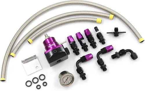Vista 8 de Kit de regulador de presión de combustible EFI universal ajustable con manómetro de presión de combustible de 0-160 psi y kit de conectores de Azul