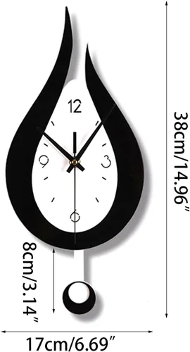 Vista 4 de Reloj de pared moderno con diseño de gota de agua, reloj de péndulo de acrílico creativo para el hogar, dormitorio, sala de estar, decoración
